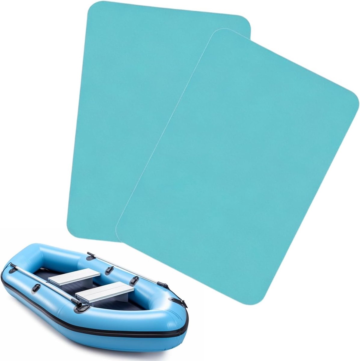 Set van 2 Opblaasbare Boot Reparatie Patches van Plastic 18 x 10 cm voor Zwembadbedekking en Aangepaste Reparaties, Vierkante Groene Patches
