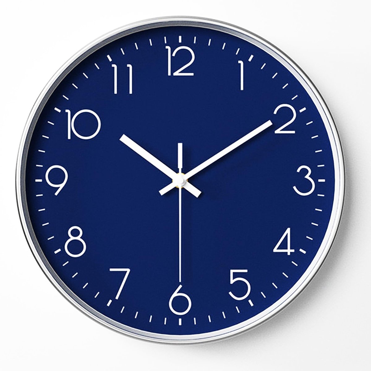 Wandklok 8 Inch - Stille Analoog met Marineblauwe Kleur