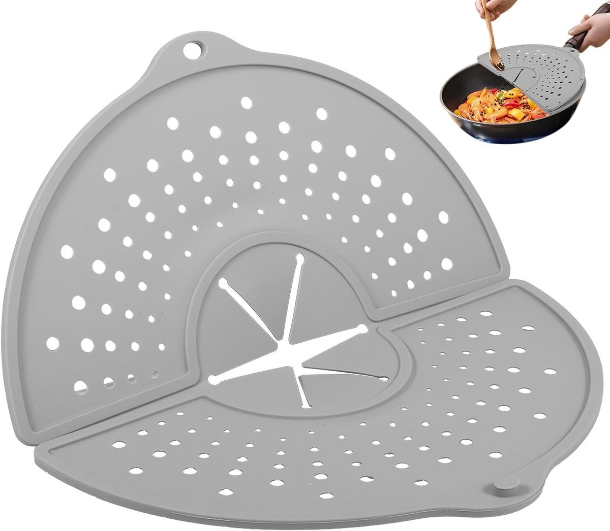 Vouwbare Siliconen Spatdeksel van 32 cm, Hittebestendig, Oliebestendig en Vaatwasmachinebestendig voor Koken en Roosteren