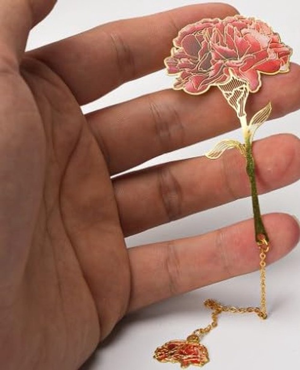 Metalen Boekenlegger - Lotus Bloem Ontwerp - Rood