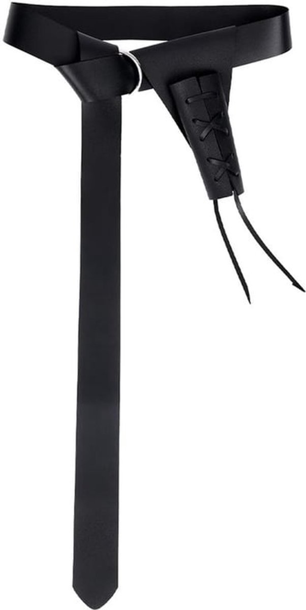 Zwaardschederiem Zwart PU-leer Middeleeuws Retro Verstelbare Taille Dolk Beschermhoes Schouder Rug Gesp Holster voor Cosplay Kostuum Zwaard Kikker Houder Volwassen Mannen