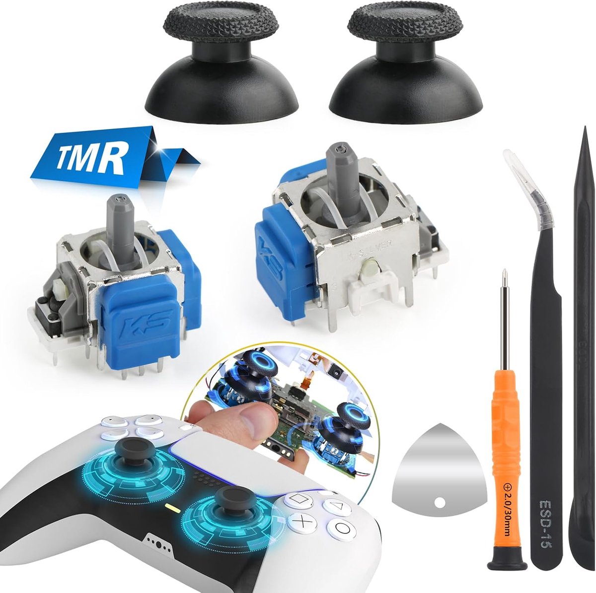 TMR Joysticks 2 Stuks - Geschikt voor PS5 Controller - Contactloos