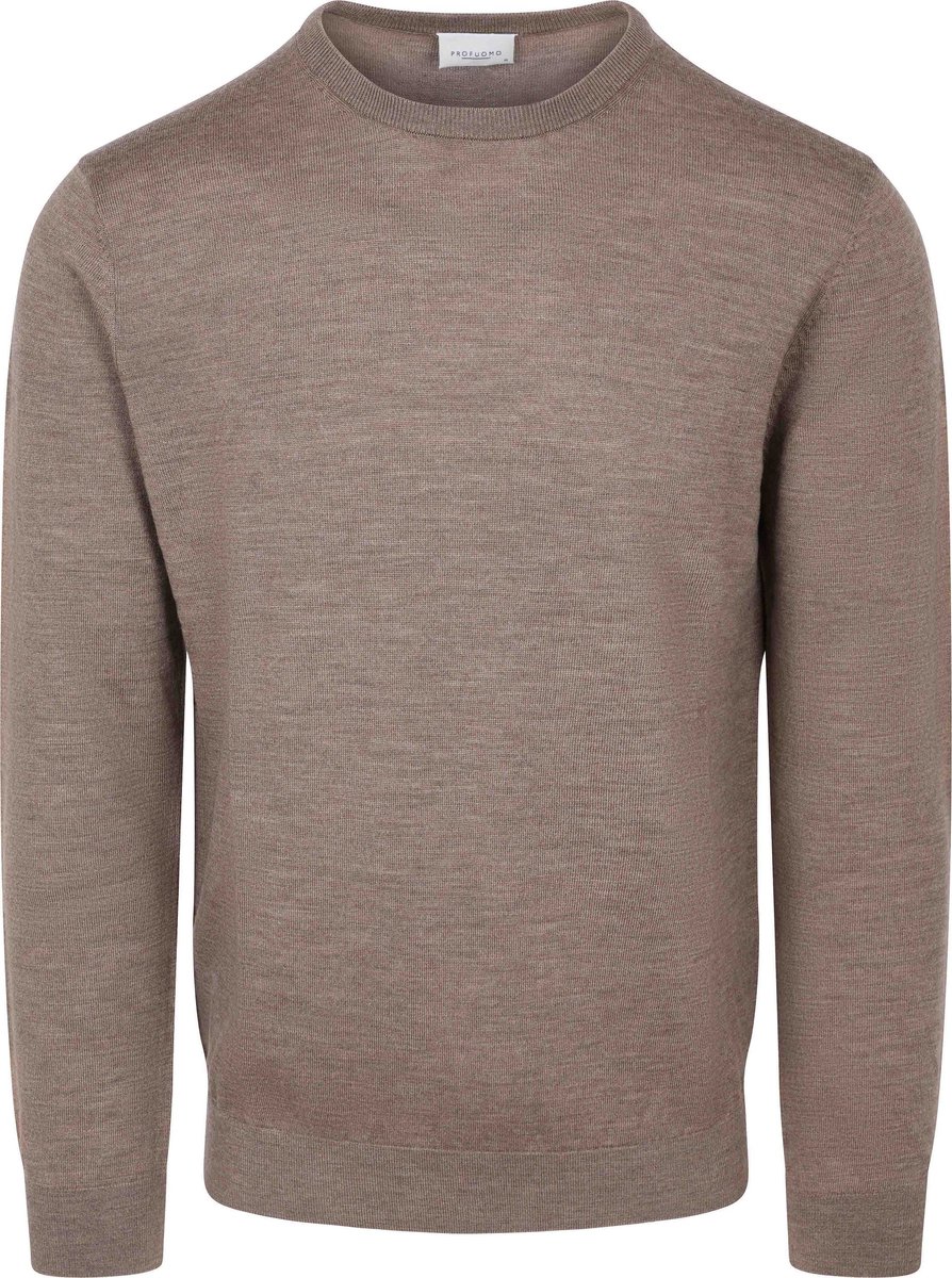Profuomo Pullover Merinowol Bruin - Maat M - Heren