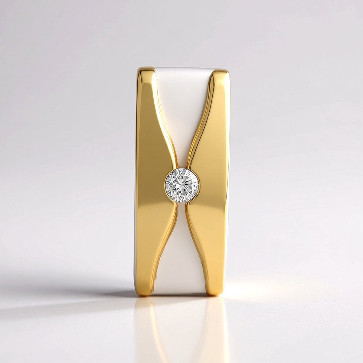 Cavill - Zilveren hanger 925 sterling zilver gerhodineerd - 0,065 ct I1 (G) ronde briljant geslepen diamant - elegant tijdloos sieraad - 17x7 mm