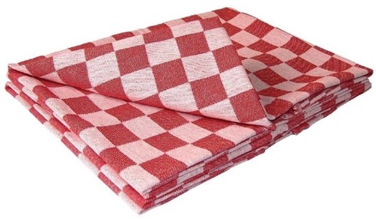 Theedoek Keuken - Keukendoek Vaatdoek - Keuken Schoonmaken - Dik Absorberend - 66x66 cm - Rood