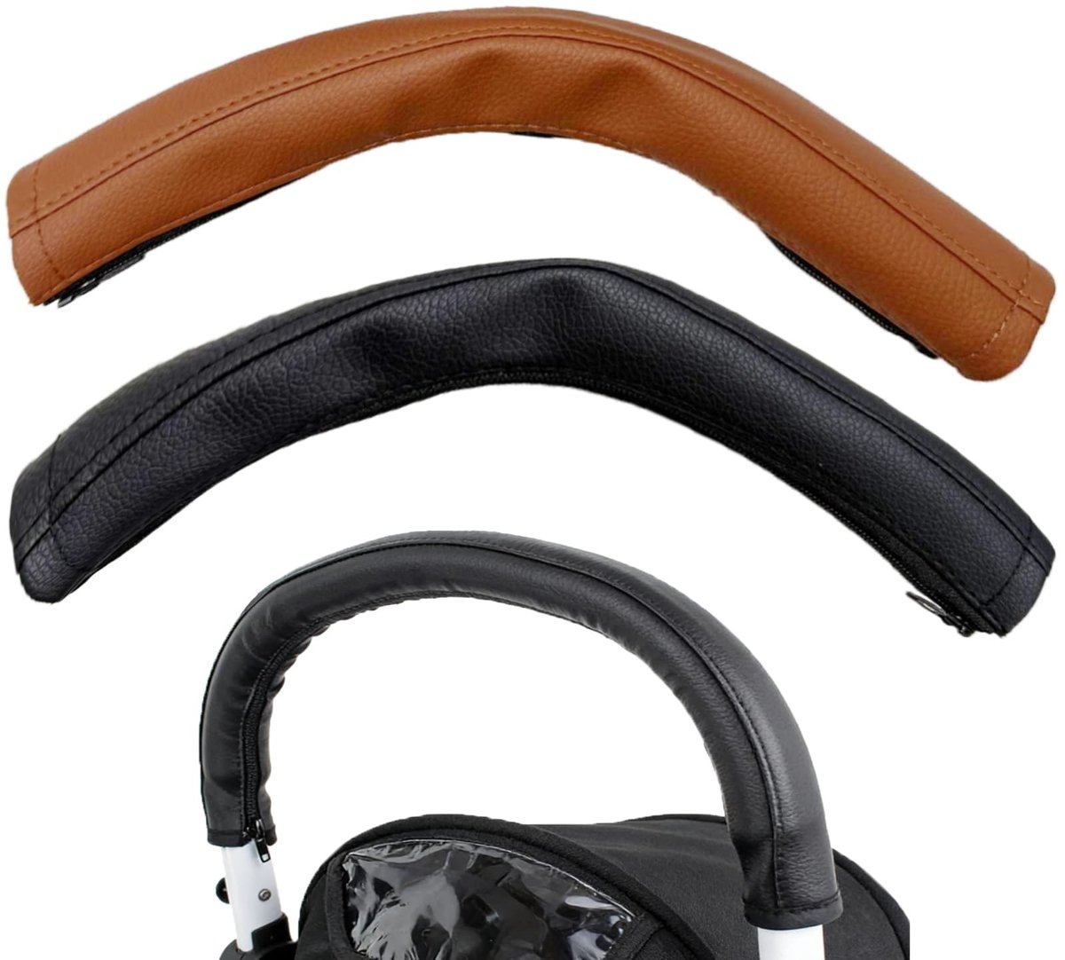 Handvat Covers voor Kinderwagens - Waterdicht Bruin/ Zwart
