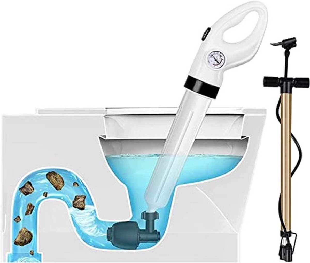 Toilet Ontstopper - Hoge Druk met Barometer en 3 Opzetstukken