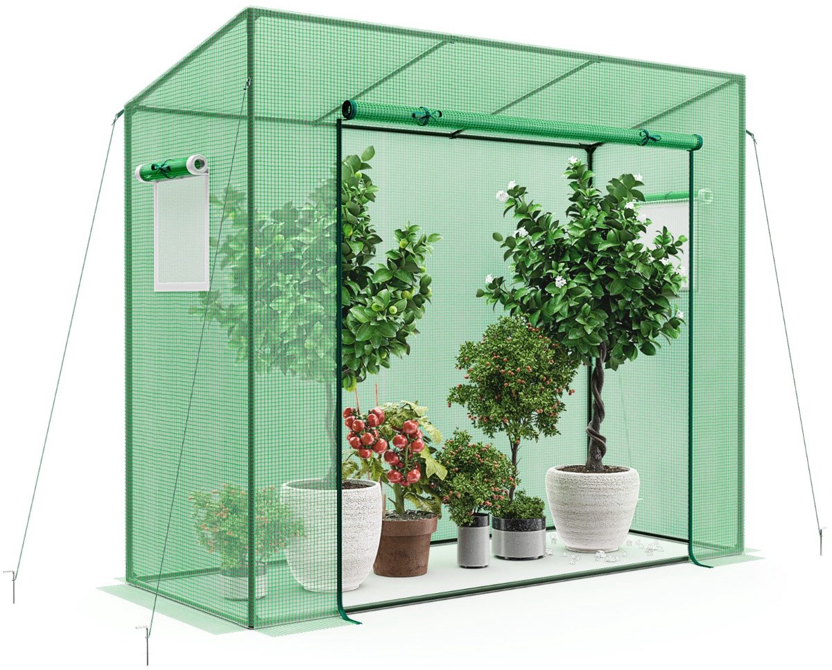 SureDeal® - Tuinier - Inloopkas Draagbare Minikas - Afdekking Robuust Metalen - Dubbellaagse Gaasramen - 200x77x169 cm - Groen