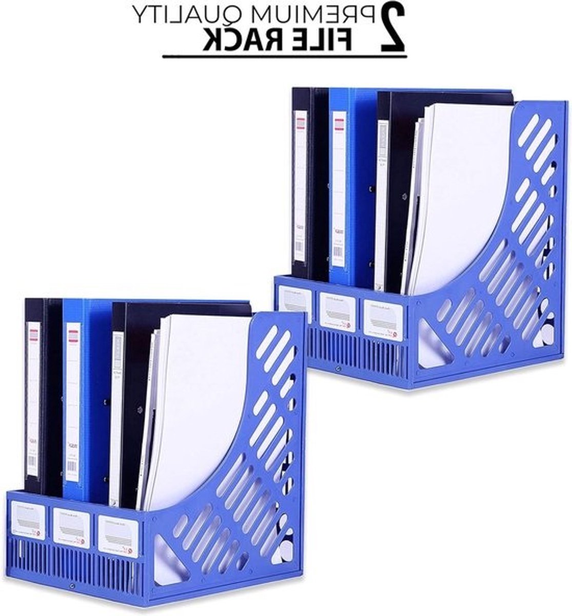 Dossierrek Plastic - Papieren Organizer - Bureau Organiseren - Grote Capaciteit - 3 Secties - Blauw