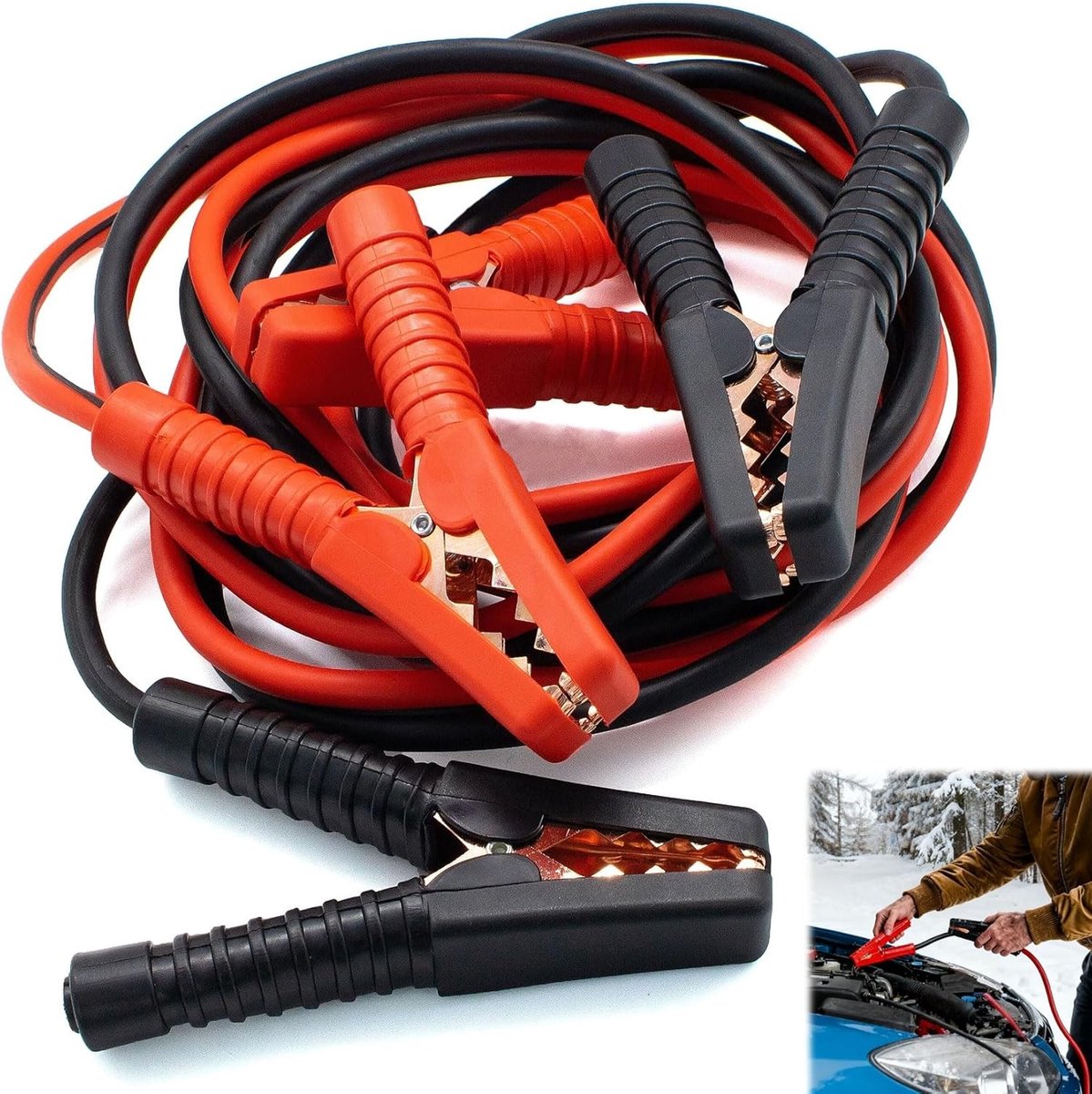 Dikke Startkabel van 6 meter voor Auto's en Trucks - Aluminium Koper 3000 Amp 16 mm², Ideaal voor Accu Problemen en Noodstart