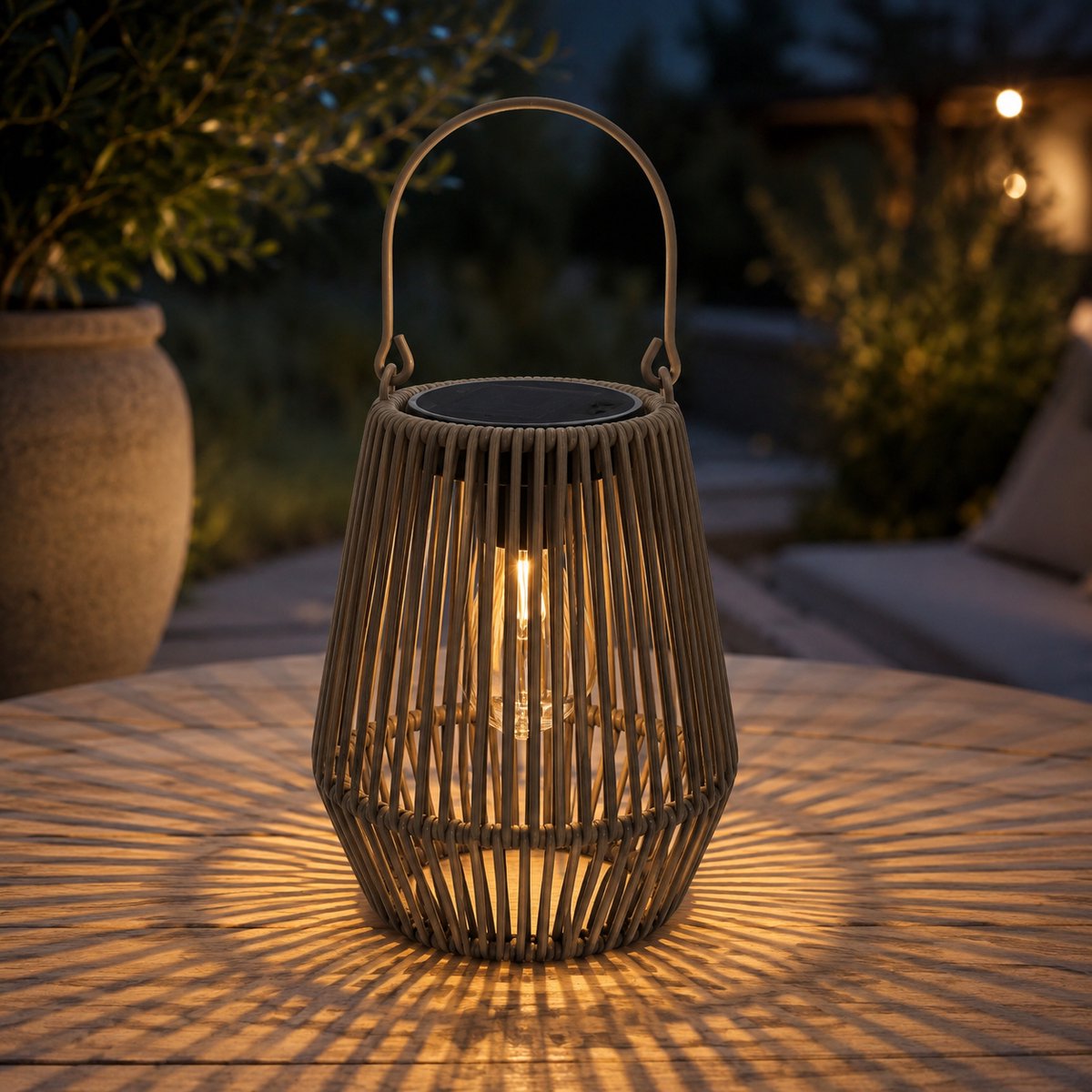 ATXANC Solar Tuinlamp – Gevlochten Tuinlantaarn voor Buiten – Met Dag- en Nachtsensor – Buitenverlichting voor Tuin en Terras