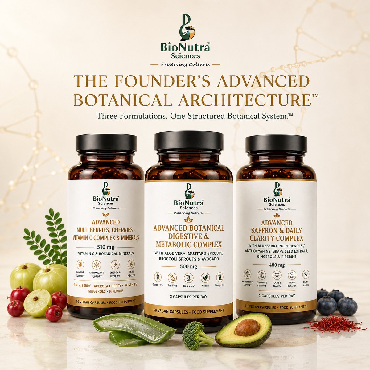 BioNutra Sciences The Founder's Advanced Botanical System – Vitamine C, Focus & Maag – 180 Capsules
