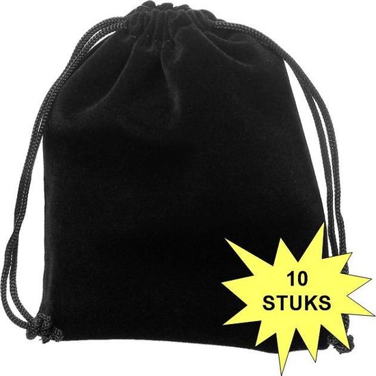 Fako Bijoux® - Fluweel Cadeau Zakjes - Velours - 10x12cm - Zwart - 10 Stuks