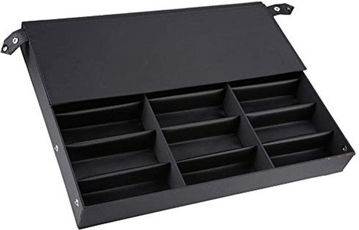 Dioche opbergbox voor zonnebrillen, brillenkoker voor het opbergen van 18 brillen met stofbescherming multifunctionele zonnebrillenpresentatie brillendisplay 47 x 37 x 6 cm