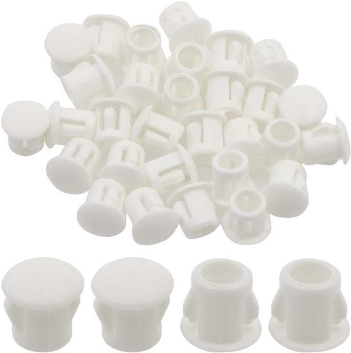 Gatpluggen Plastic - Afdekpluggen Rond - Meubels Afwerken - Kaarttand Ontwerp - 6 mm - Wit