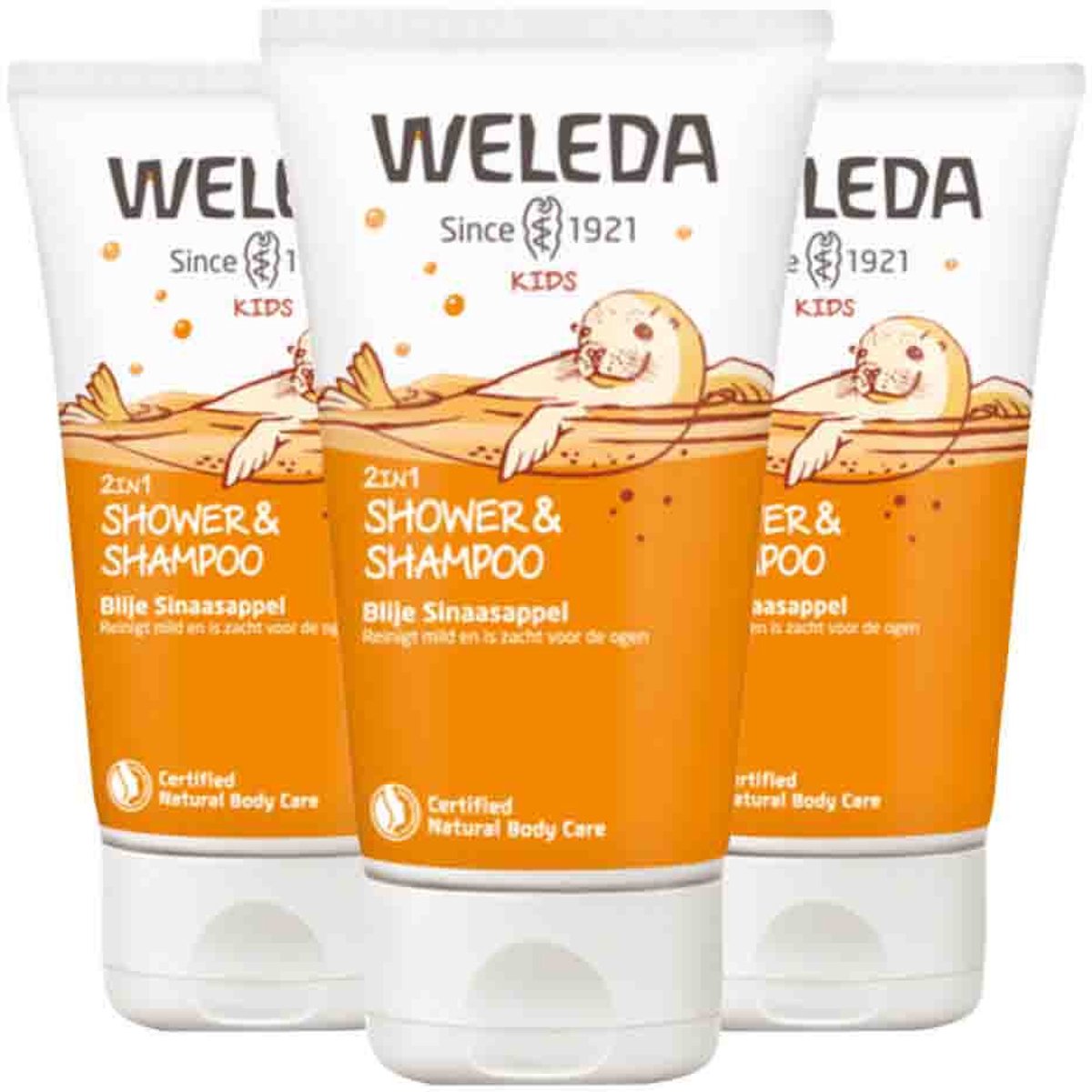 WELEDA - Kids 2in1 Shampoo & Body Wash Blije Sinaasappel - 3 x 150 ml - Voordeelverpakking