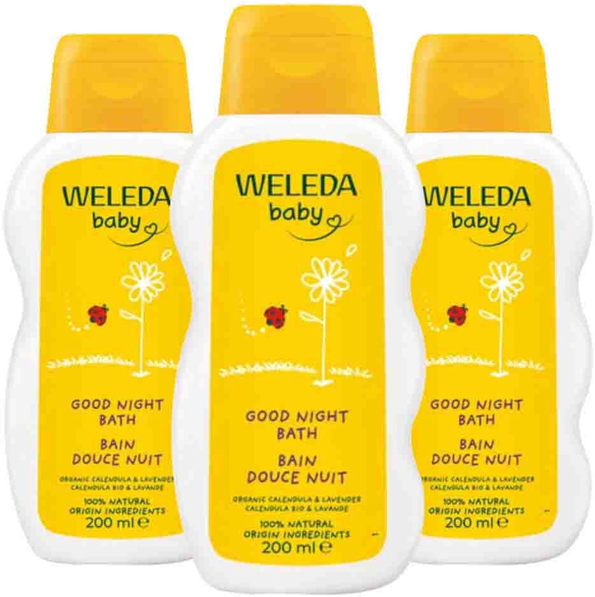 WELEDA - Baby Calendula Good Night Badcrème - 3 x 200 ml - Voordeelverpakking