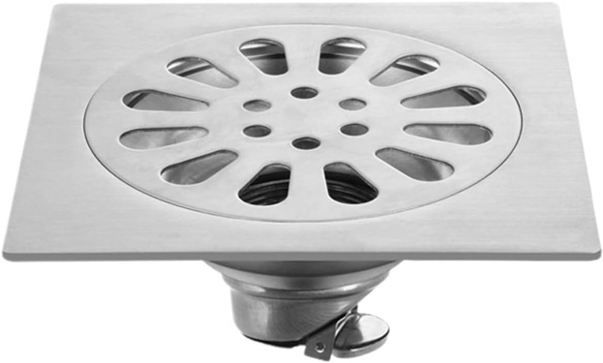 KZQ Roestvrijstalen afvoerrooster 10x10 cm - Voor douche en badkamer - Zilver