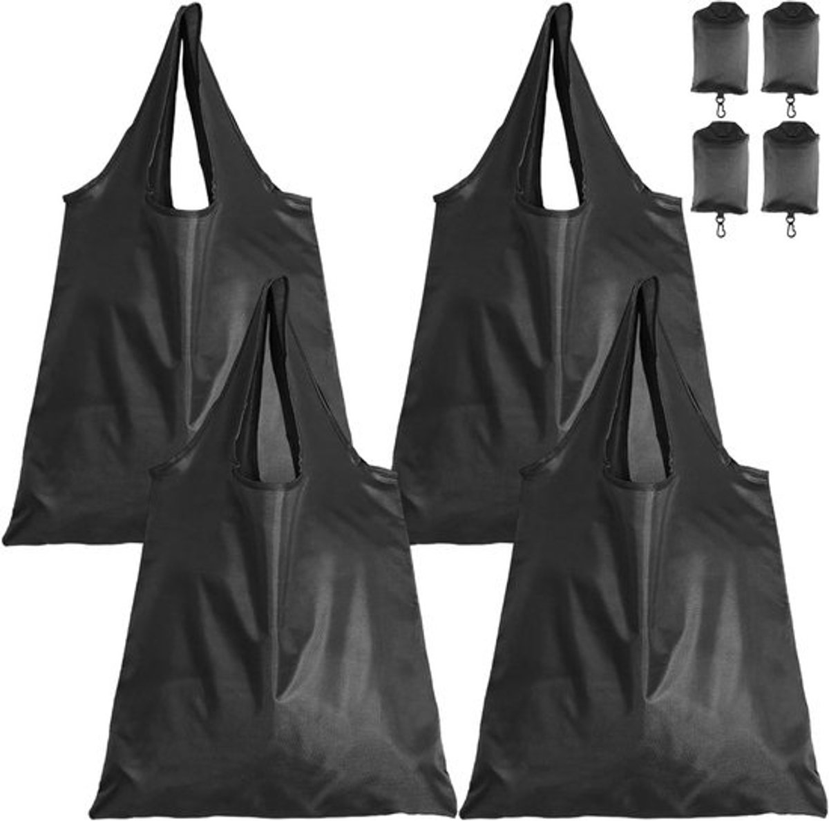 Opvouwbare Boodschappentassen - Herbruikbare Tassen - Boodschappen Doen - Duurzaam en Licht - 38 x 51 cm - Zwart