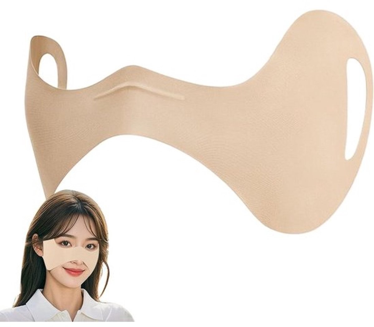 Gezichtsbedekking - UV pleisters - Buitenactiviteiten - Ademende stof - 35 x 10 cm - beige