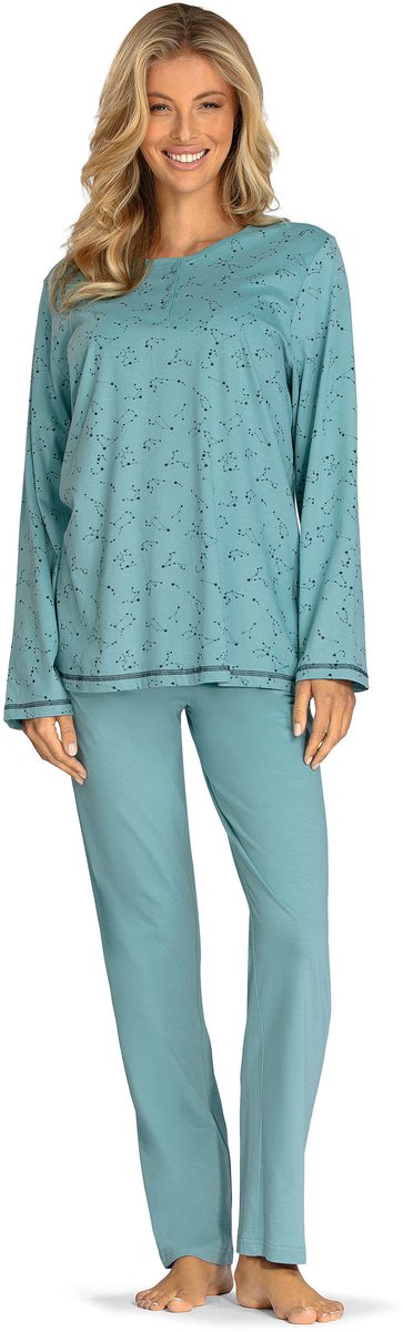 Comtessa Pyjama 'Fly me to the Moon' - Lagoon - Dames Nachtmode - Lange Mouw - Maat 46