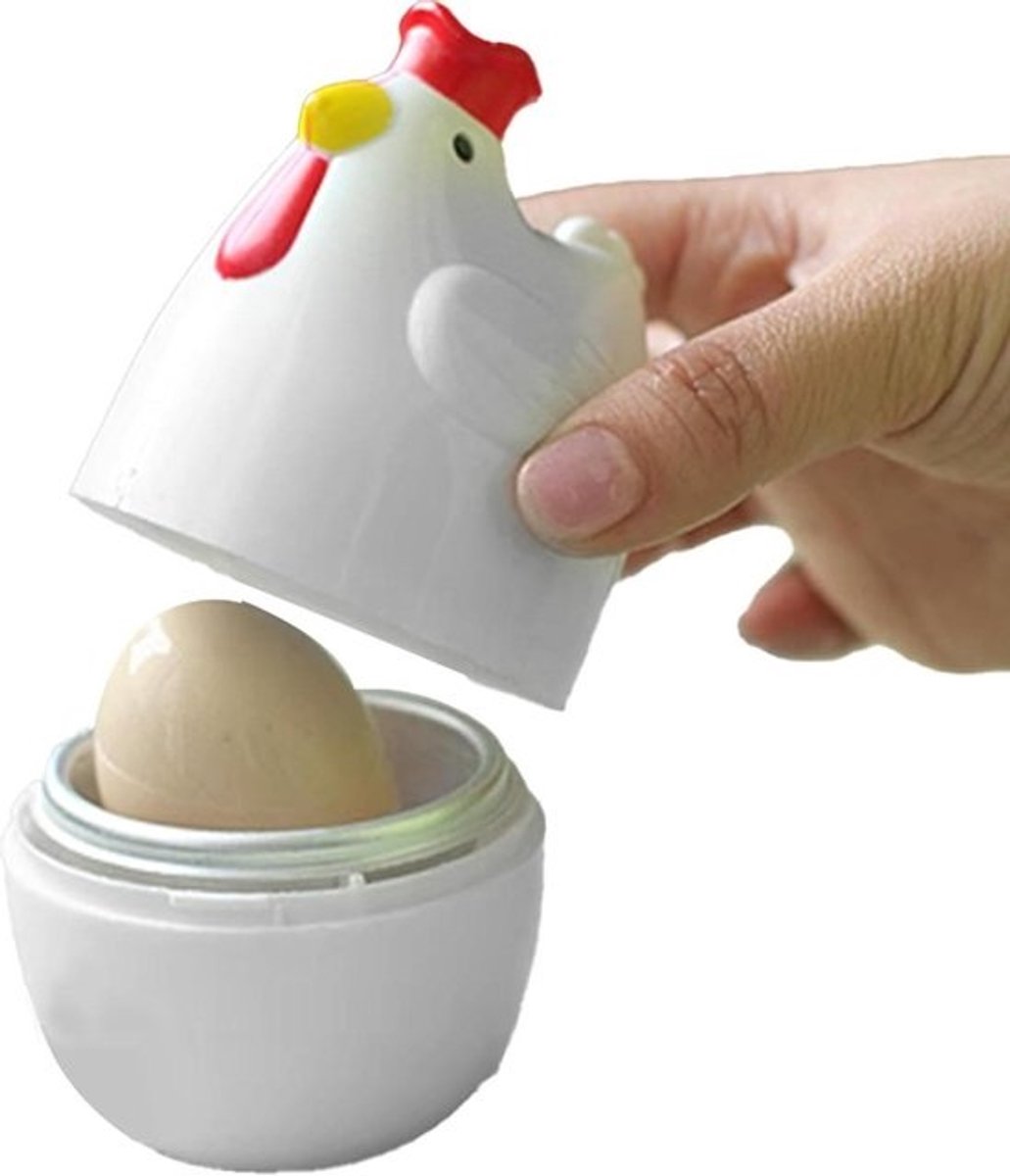 Eierkoker Magnetron - Keuken Hulp - Snel Ontbijt - Creatief Kippen Design - 1 Ei Capaciteit - Wit