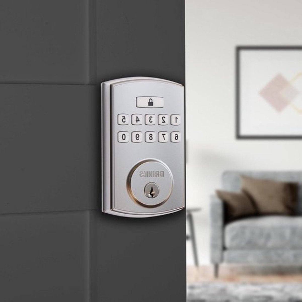 Elektronisch Toetsenbord Deurslot - Sleutelloos Slot - Veilige Toegang - Anti-sabotage Alarm - Past op deuren 1-3/4 inch - Satijn Nikkel