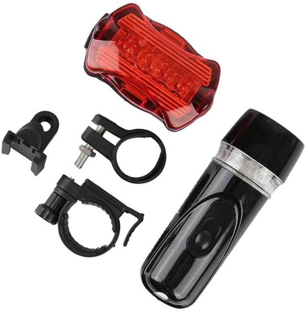 Fietslamp Set - Fietsverlichting Set - Veilig Fietsen - Batterij Werkend - 1 Stuk - Zwart