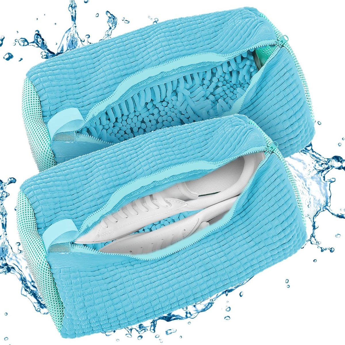 Schoenwaszak voor de Wasmachine - 2 Stuks, Anti-Deformatie, Met Rits, Ideaal voor Sneakers en Sportschoenen, Mesh Waszak voor Efficiënte Reiniging
