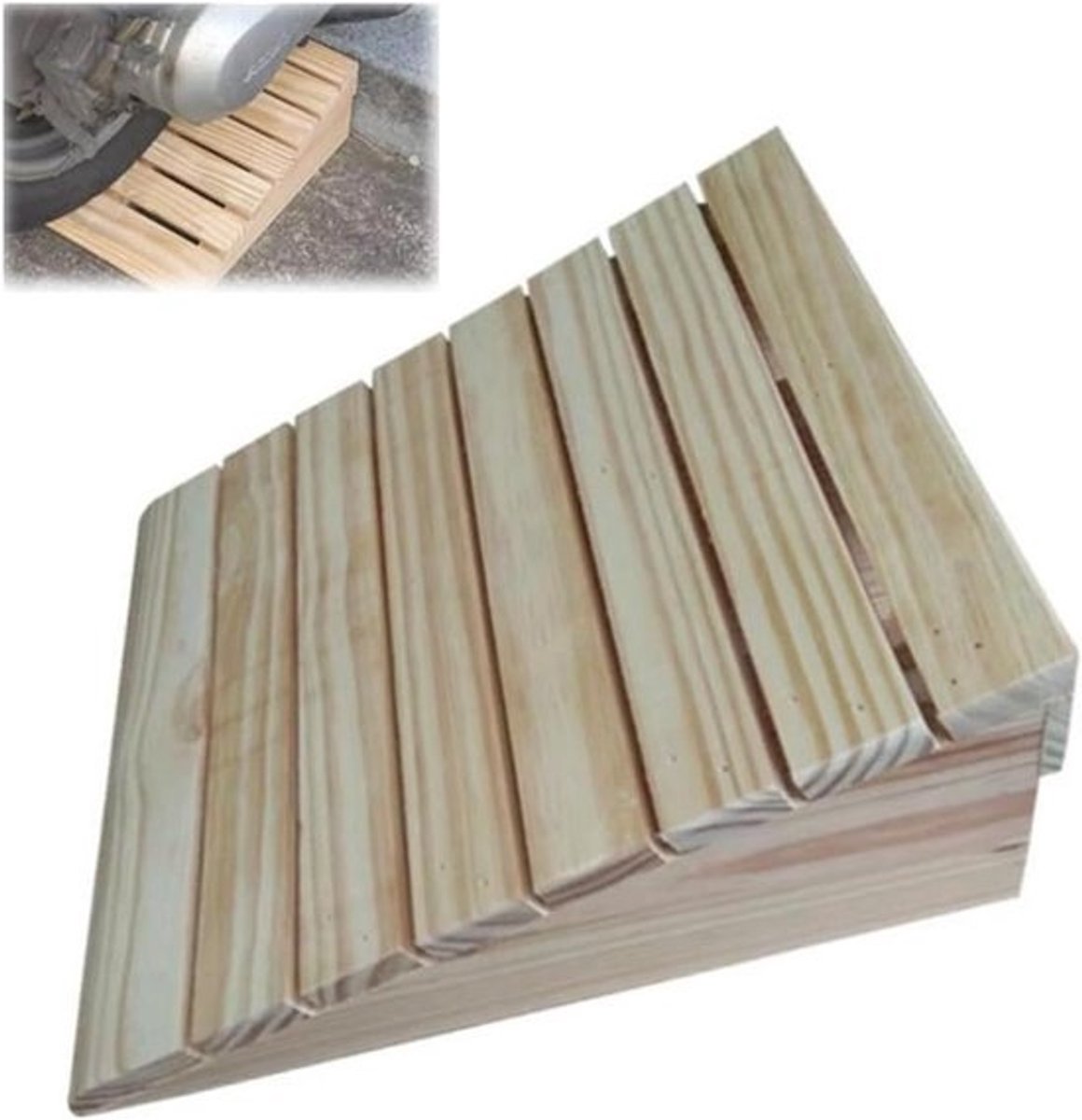 Houten Rolstoelhelling - Drempelhulp Hout - Mobiliteit Verbeteren - Antislip Oppervlak - 31x30x9cm - Niet gespecificeerd