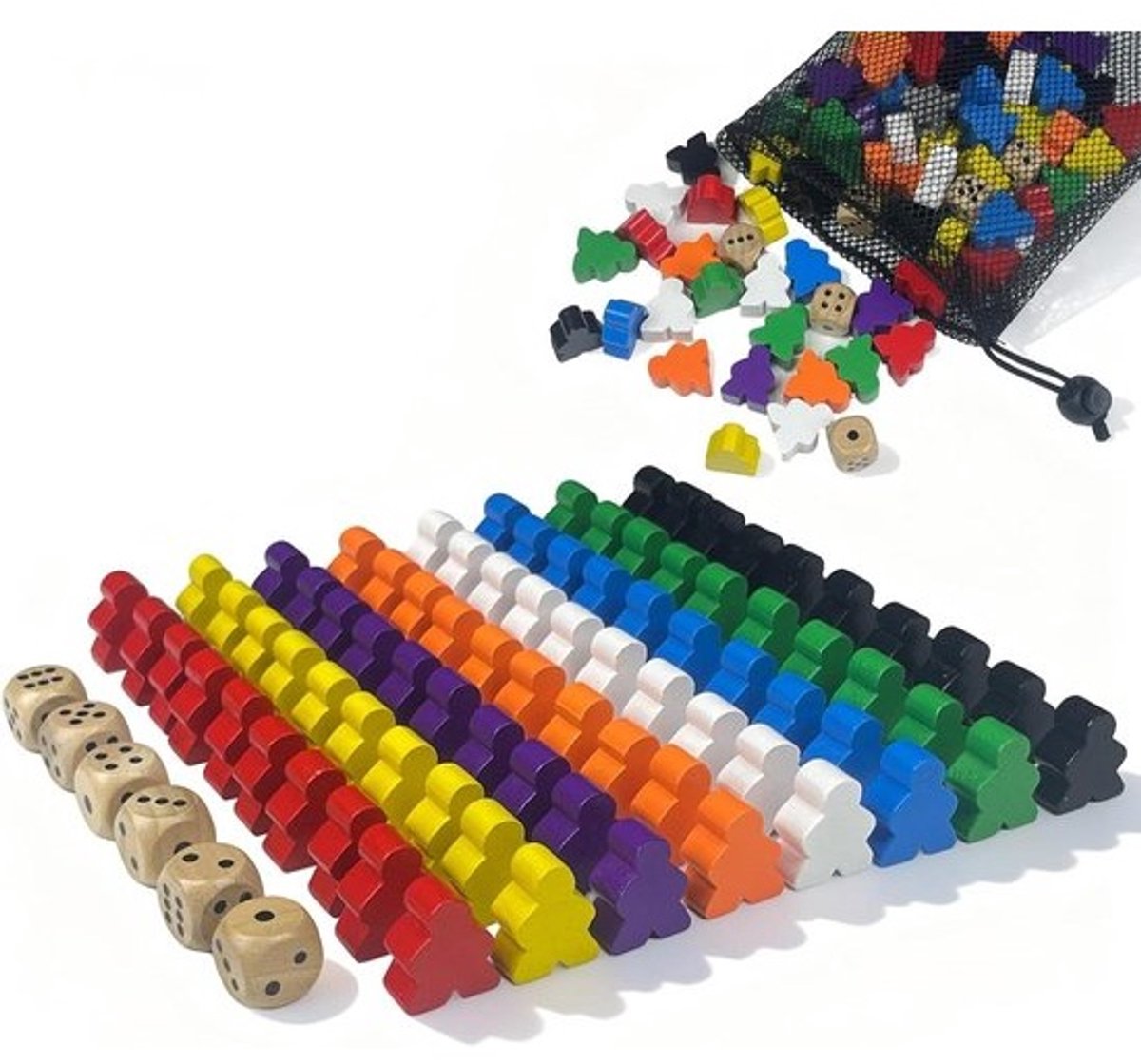 Houten Speelstenen - Pionnen Bordspel - Bordspellen Spelen - Glad en Braamvrij - 24 x 20 x 10 mm - Meerkleurig