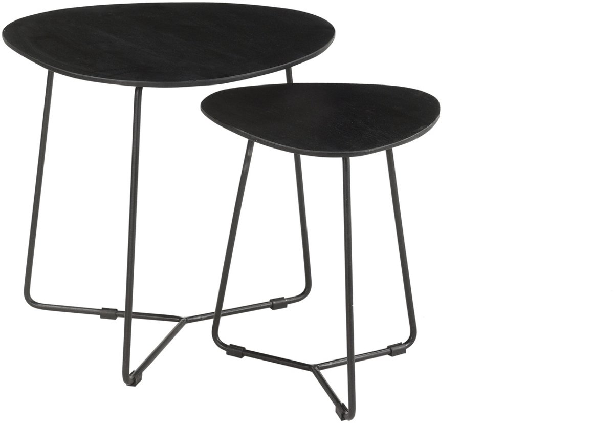 Livingfurn Salontafel Brix Ivy black set of 2 Zwart