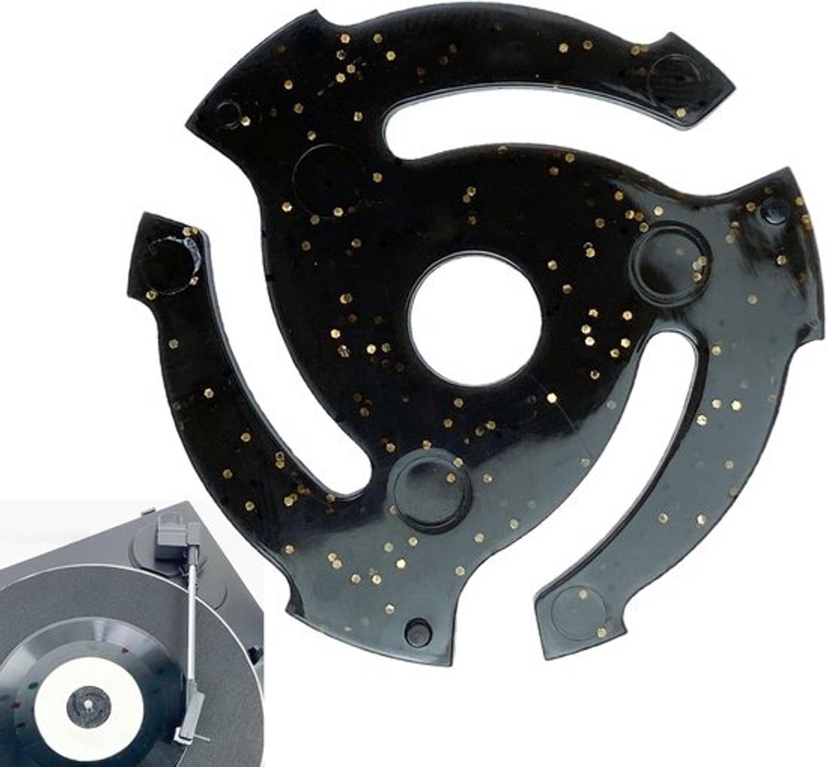 Platenspeler Adapter - 45 RPM Inzetstuk - Muziek Luisteren - Jitter Reductie - 3.87 x 2.51 cm - Zwart