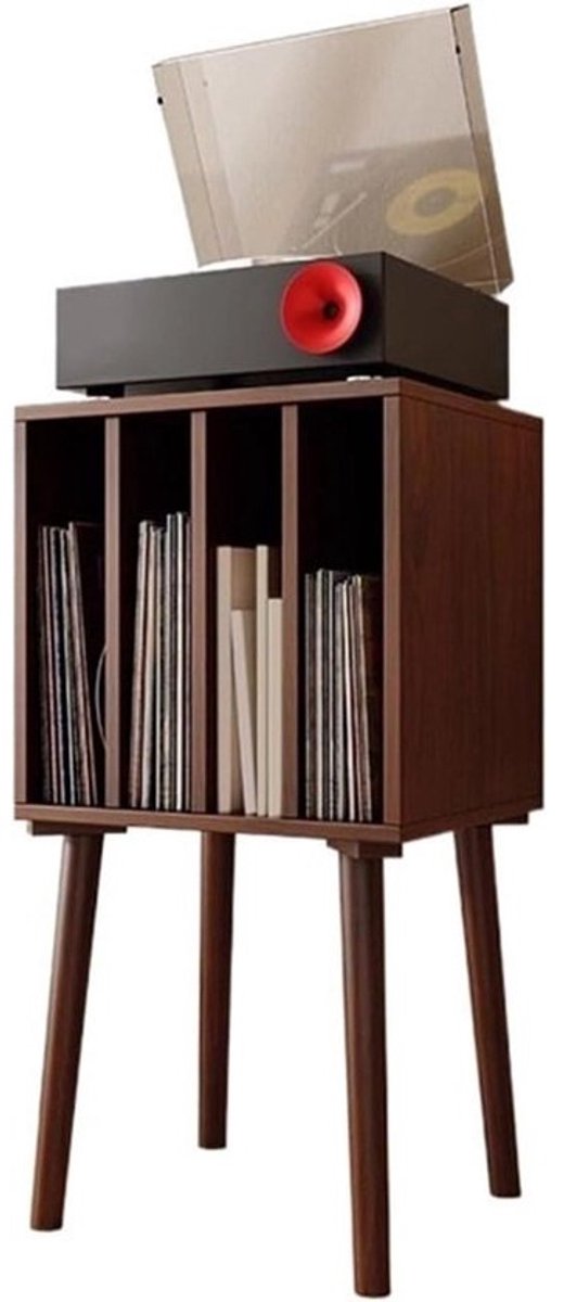 CD Vitrinekast - Opberghouder Muziek - Platen Organiseren - Houten Structuur - 45x35x87 cm - Walnootkleur