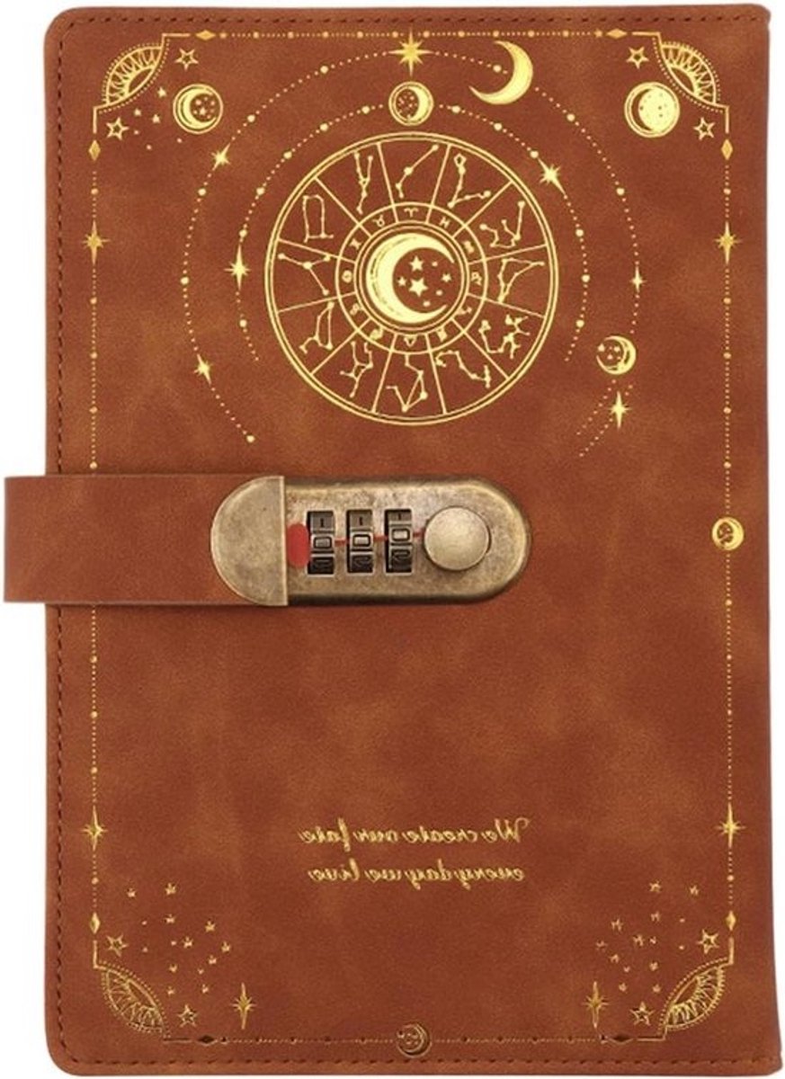 Dagboek met slot - Notitieboek A5 - Gedachten vastleggen - Combinatieslot privacy - 21x15 cm - Bruin