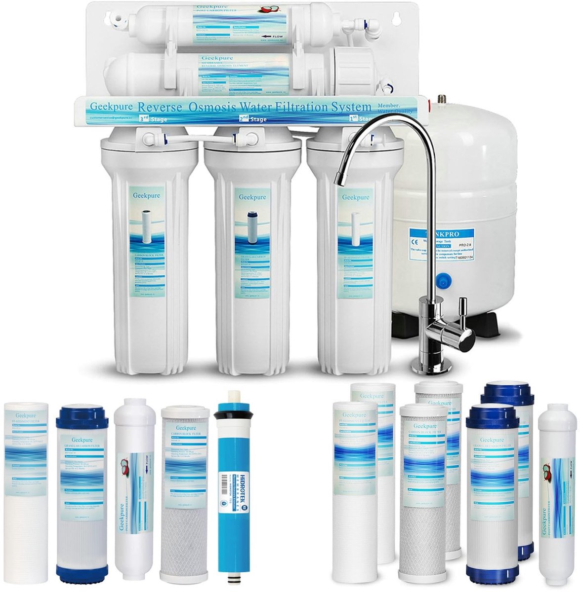5-stage omgekeerde osmose waterfilter - Inclusief 12 filters