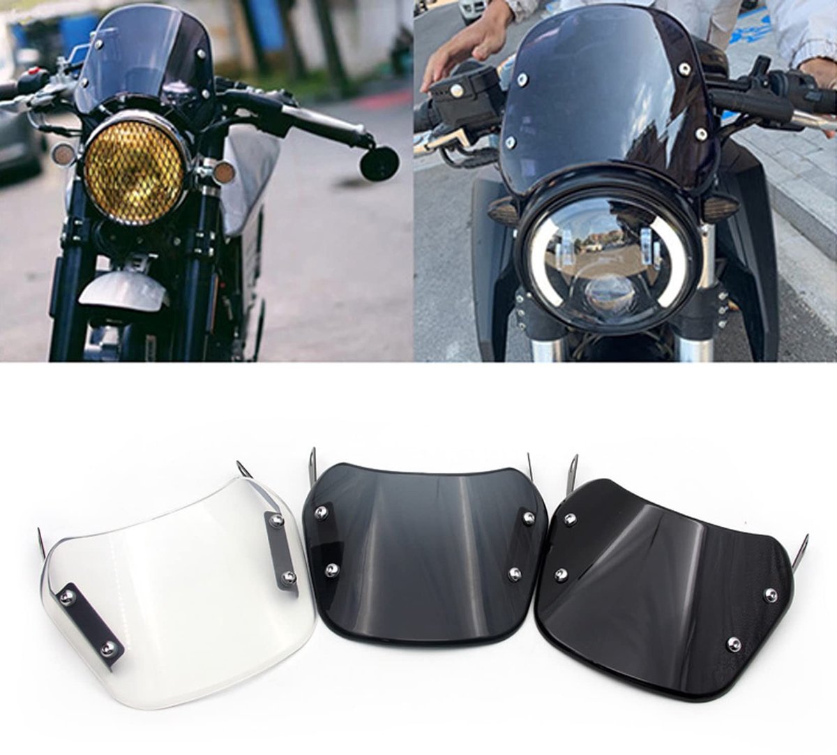 Voorruitdeflector voor motorfietsen - Universeel zwart 5-7 inch