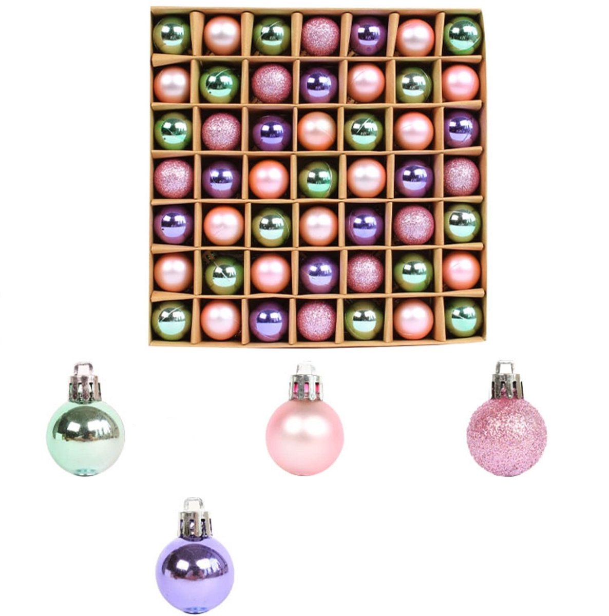 Kerstballen Set van 49 Stuks - Paars 3cm