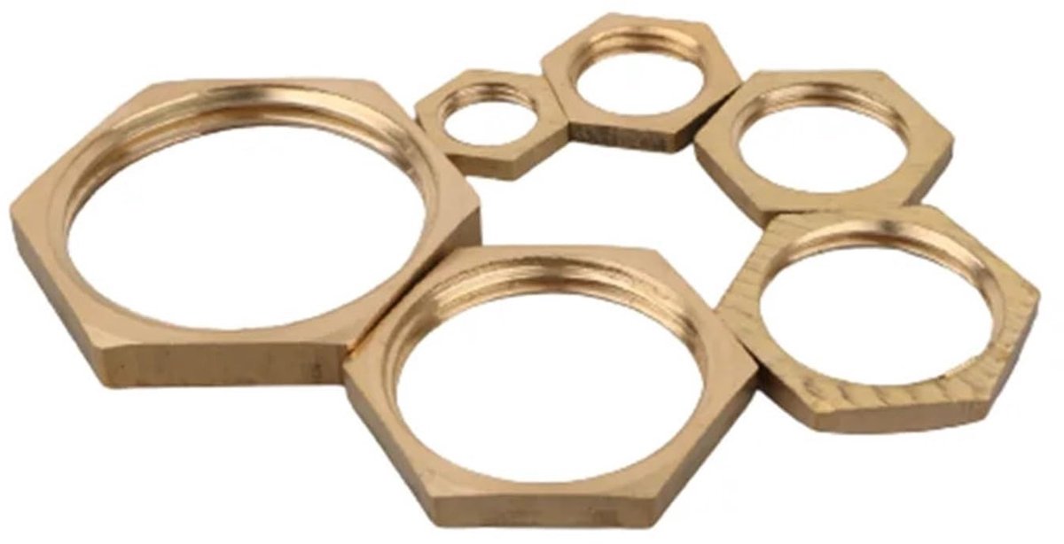 Zeskantmoeren - 5 Stuks Messing 1/8 tot 1 Inch