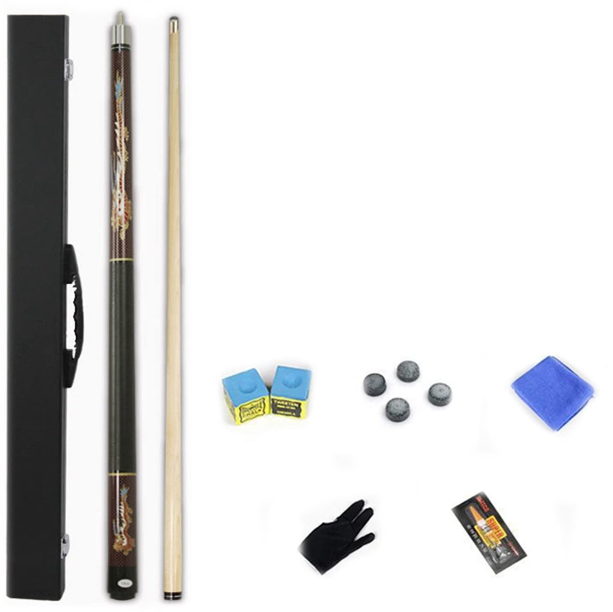2-delige Billiard Stick met Hard Case - Keuze uit 3 Tip Groottes