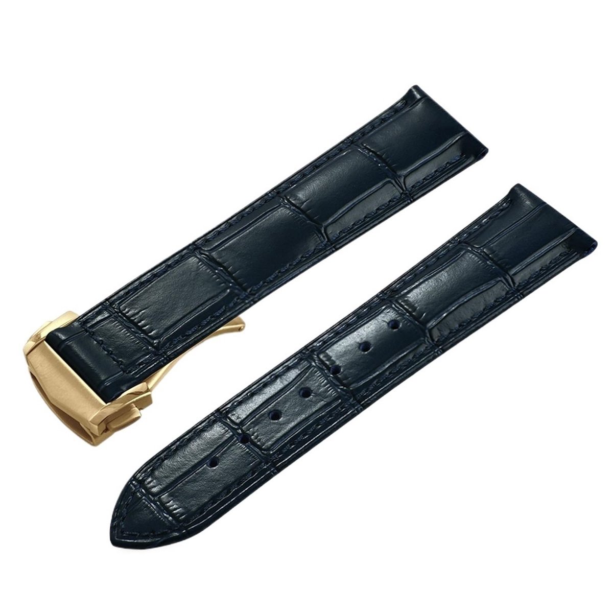 Horlogeband met vouwsluiting - Kalfsleer 20 cm