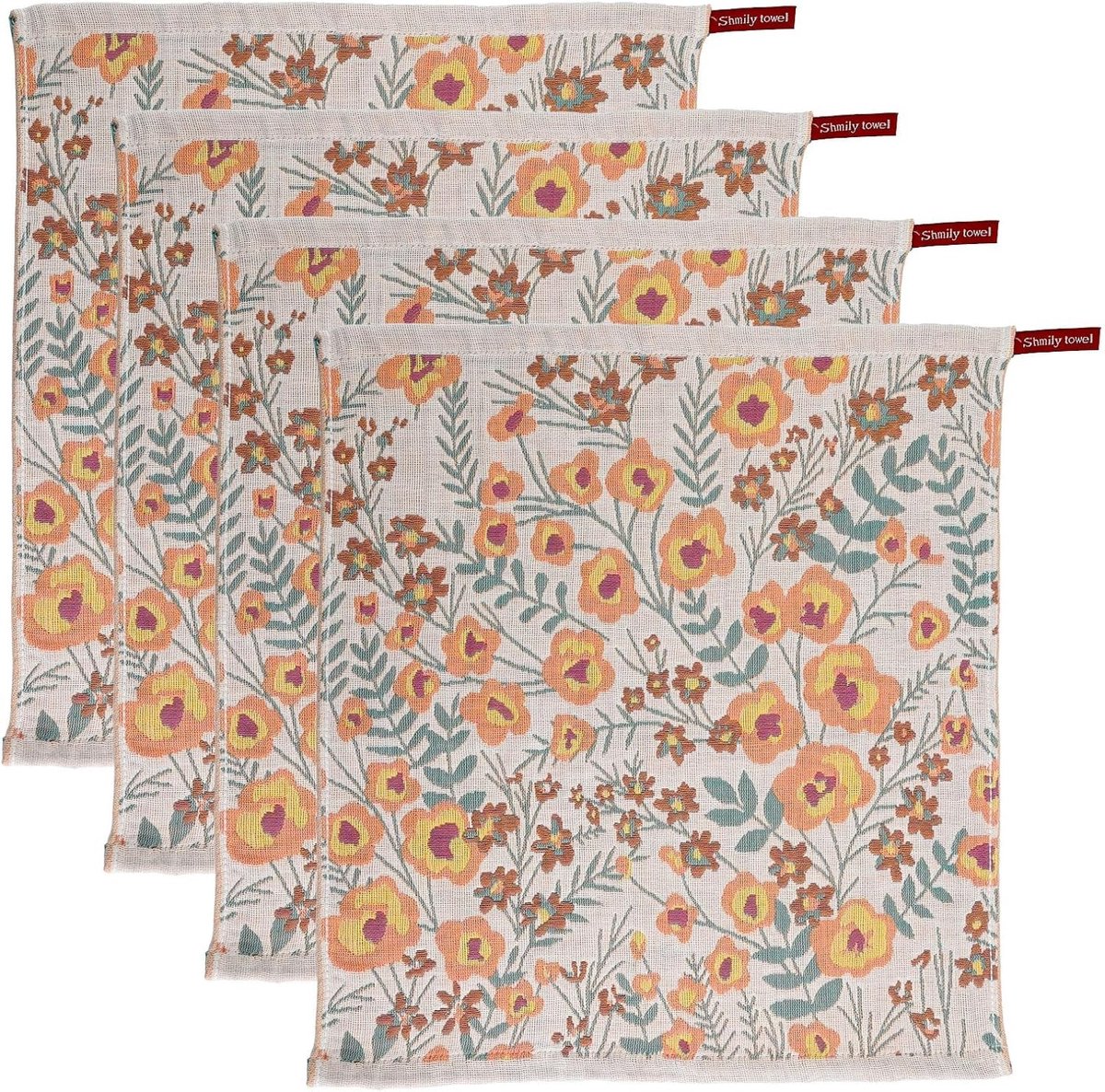 Set van 4 Dubbelzijdige Keukenhanddoeken van 100% Katoen, Absorberend en Stijlvol voor Keuken en Cadeau, 37 x 40 cm, Boho Ontwerp
