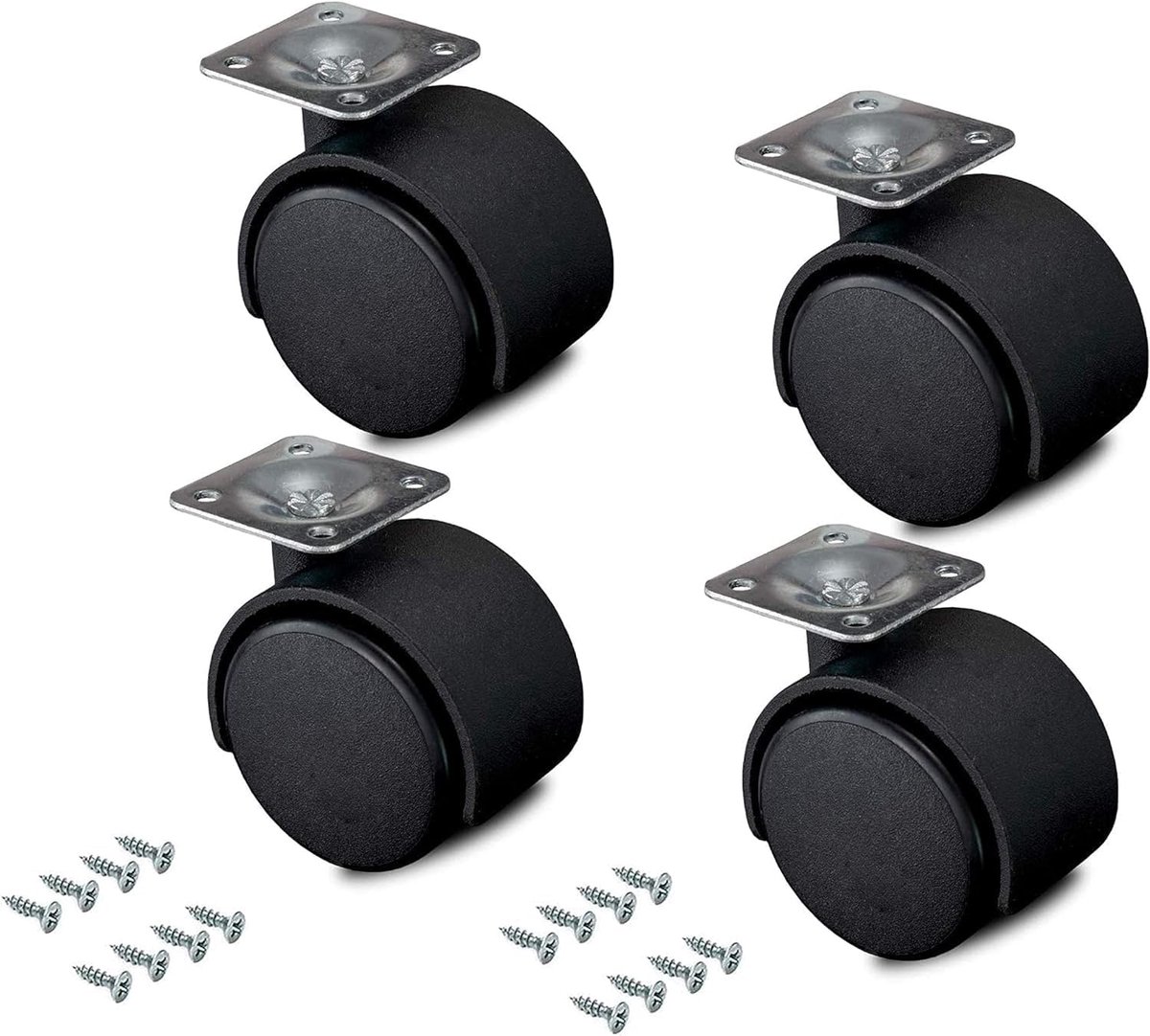 kippen 1614BX – set met 4 zwenkwielen van 50 mm met draaibare plaat