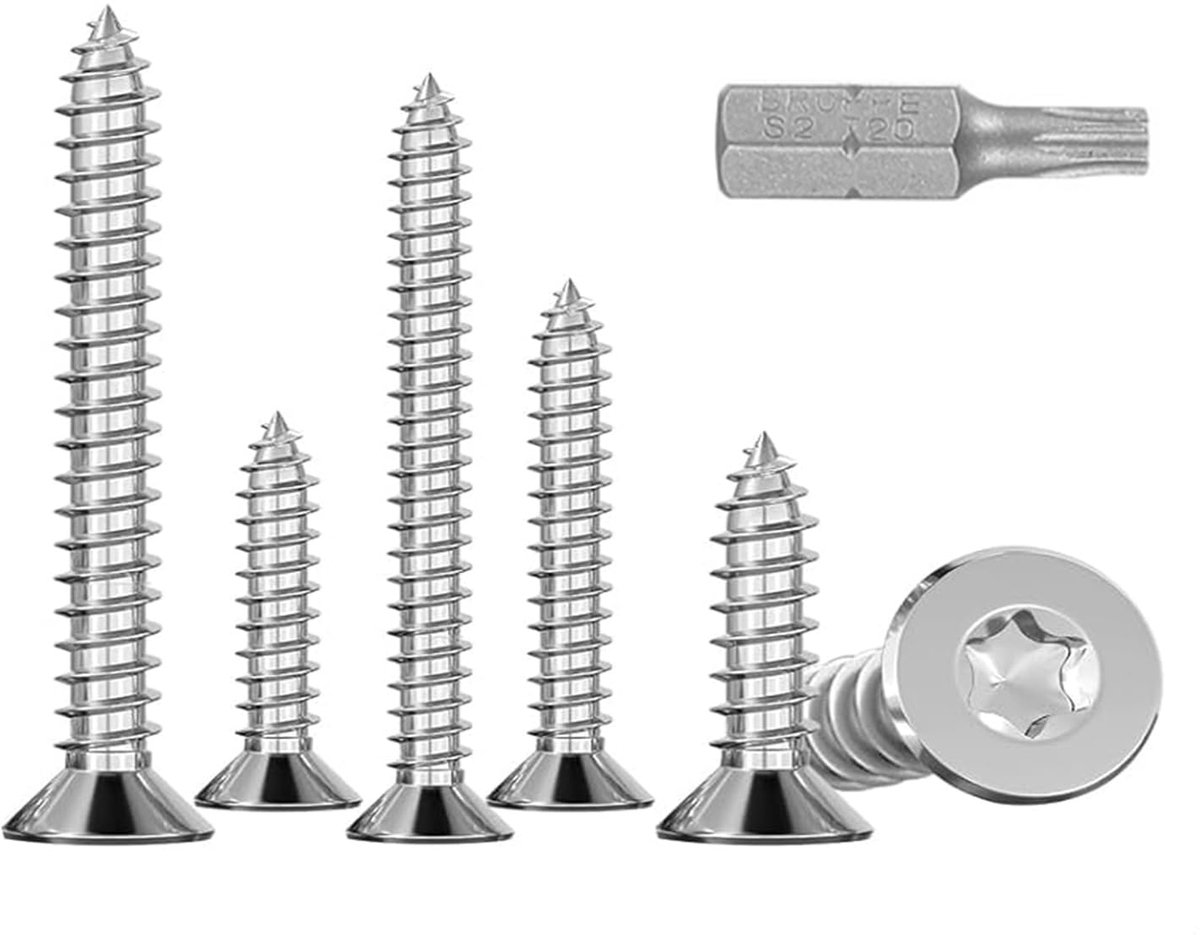M4 schroevenset, 230 stuks, roestvrijstalen houtschroeven, spaanplaatschroeven, platte kopschroeven, verzonken kopschroeven, plaatschroeven, zelftappende schroevenset