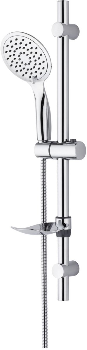 ALONI Slim glijstangset compleet – chroom – met handdouche, metalen doucheslang en zeephouder
