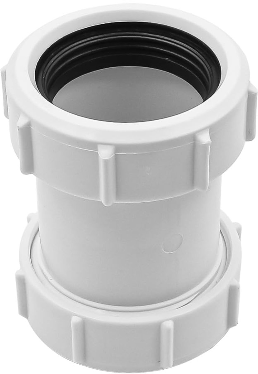 SnelShoppen - 40mm PVC Buiskoppeling Recht, Compressiekoppeling voor 1/2" Badafvoer, Duurzaam en Gebruiksvriendelijk voor Keuken, Badkamer en Afvoer