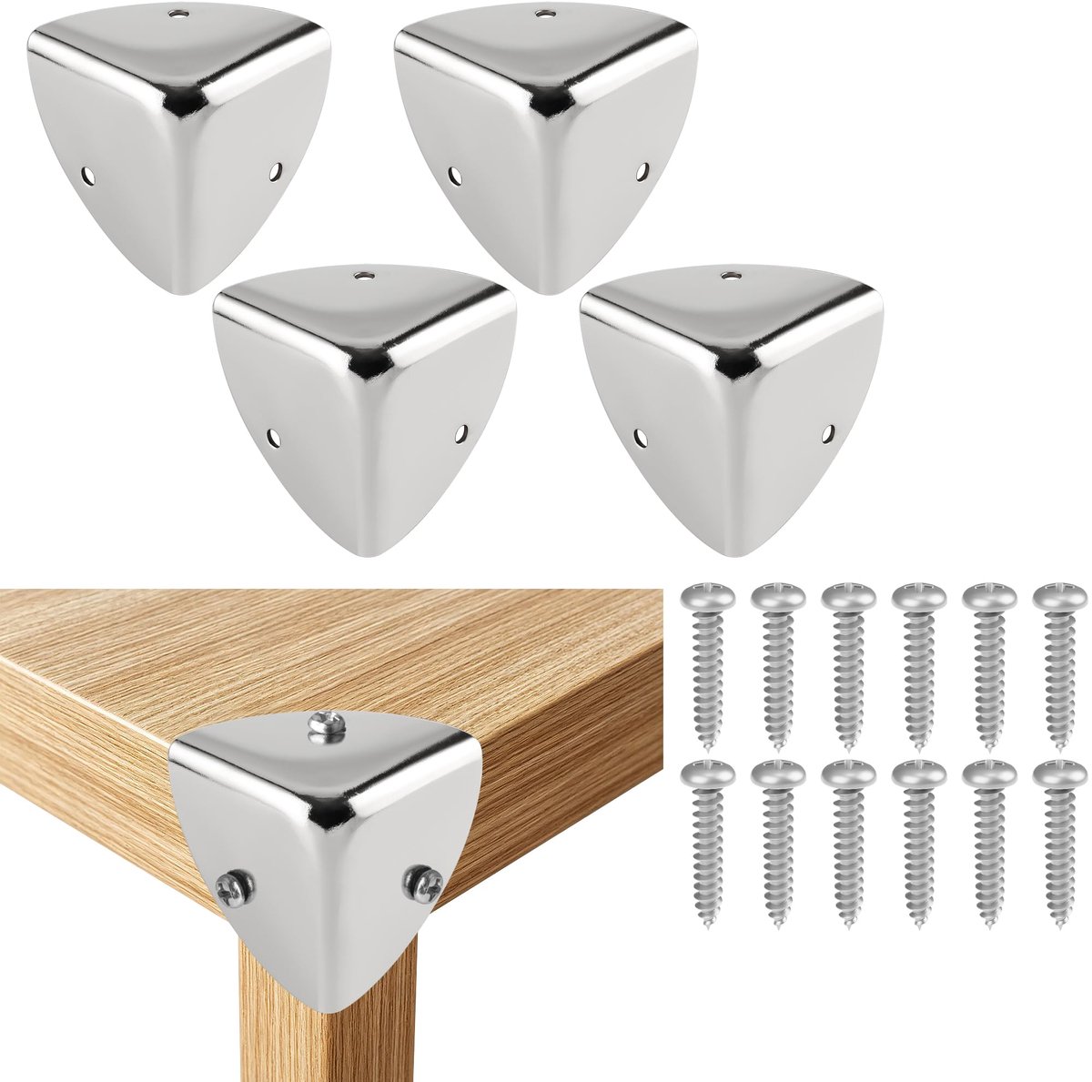 4 stuks Tafel Hoekbescherming Geborsteld Aluminium Geschikt Voor Meubelbescherming, Decoratie, Anti-botsing en Anti-breuk, EBJ039-4P