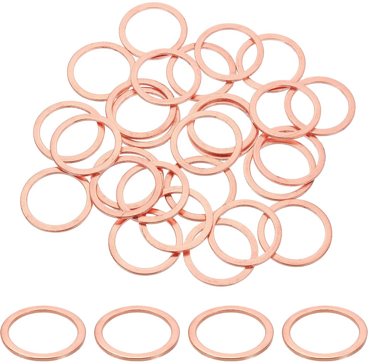 Afdichtringen, M24, platte schijf, 24 mm, binnendiameter 30 mm, buitendiameter 1 5 mm dik, koperen persschijven, metrische afdichtringen voor hygiënische machinebouw
