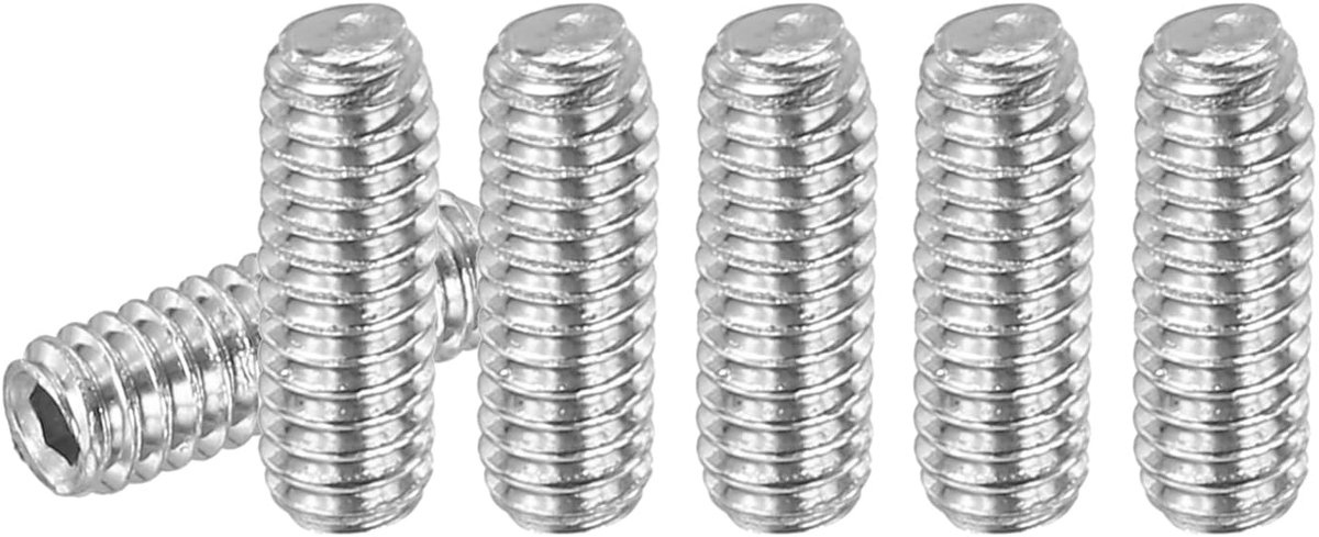 30 stuks madenschroeven M2 x 6 mm, 304 roestvrij staal, madenschroevenset voor deurklinkhouder, meubellampen, kraan, reparaties, zilveren binnenzeskant, schroefdraadpennen, schroevenset