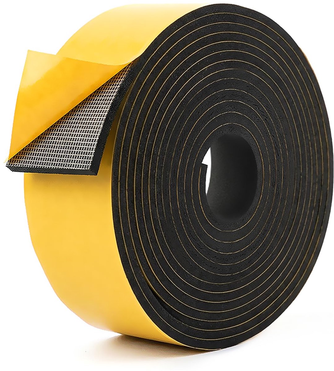 6 meters Zwarte Zelfklevende Schuimrubber Afdichtingsband (Vensterraam Schuimband) – Universele Afdichtingsband voor Ramen en Meubels voor Isolatie en Afdichting | 50 mm (Breedte) x 3 mm (Dikte)